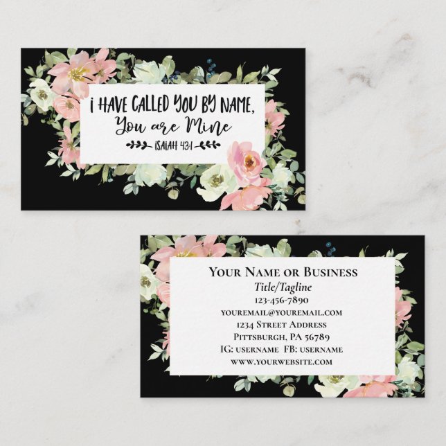 Isaiah 43:1 Jag har kallat dig vid Namn Bible Vers Visitkort (Fram/baksida)