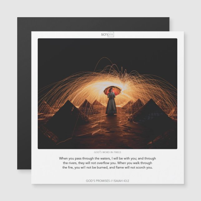 Isaiah 43:2 GOD'S PROMISES SCRIPIX magnetiskt kort (Fram/baksida)