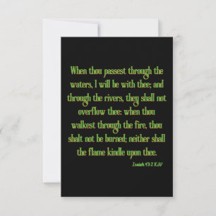Isaiah 43:2 KJV Bible Scripture Flat Greeting Card Kort