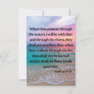 Isaiah 43:2 KJV Bible Verse Pic Flat Hälsning Kort