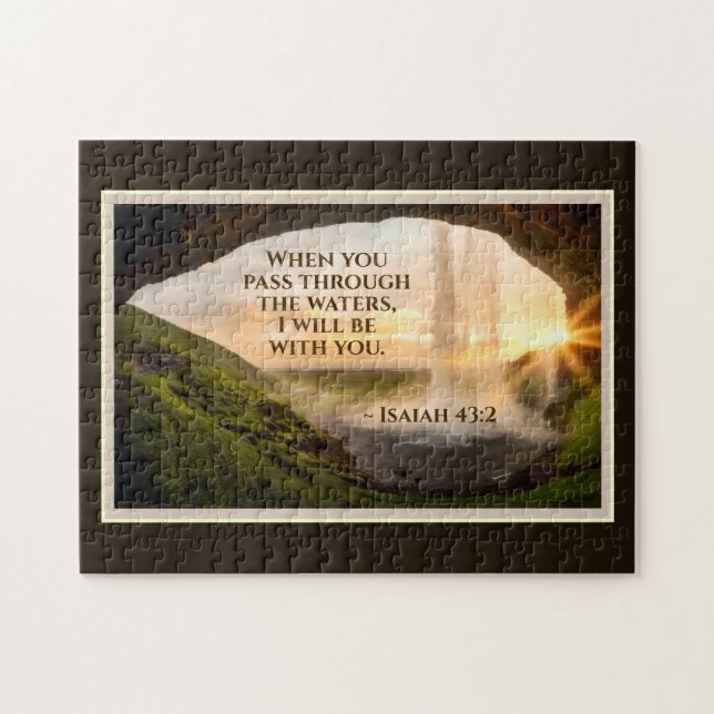 Isaiah 43:2 När du passerar genom Bibeln vatten Pussel (Horisontell)