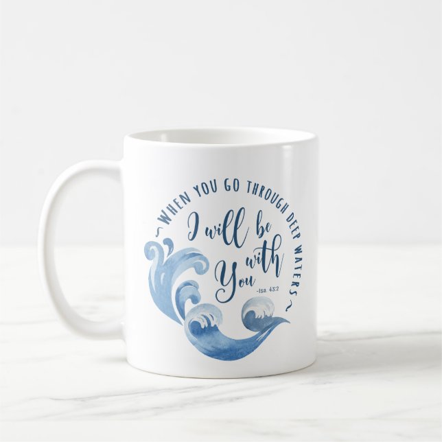 Isaiah 43:2 Ocean Vågar Kaffemugg (Vänster)