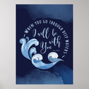 Isaiah 43:2 Ocean Vågar Poster