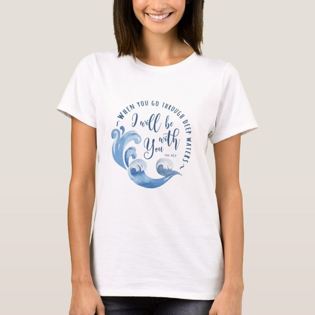 Isaiah 43:2 Ocean Vågar T Shirt (Framsida)