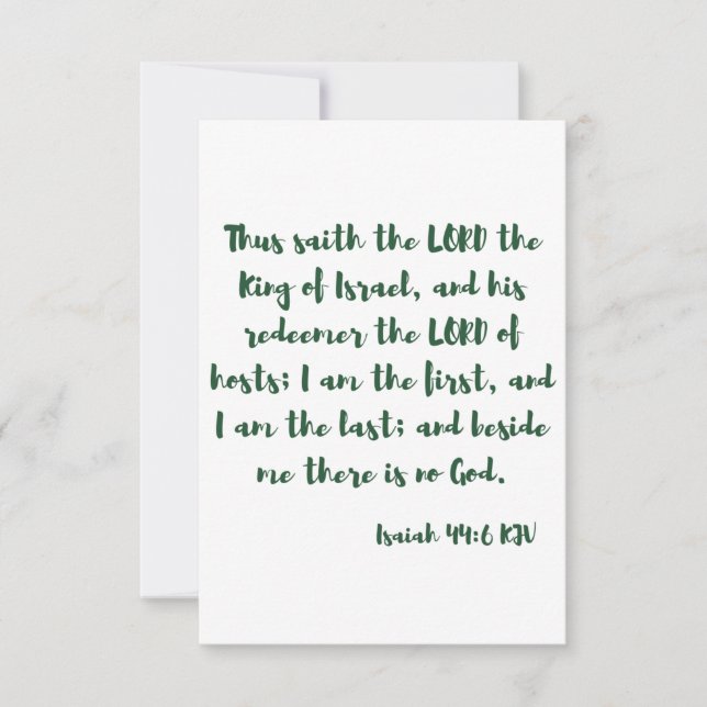 Isaiah 44:6 KJV Bible Verse Flat Greeting Card Kort (Framsida)