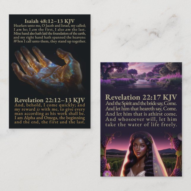 Isaiah 48:12-13, och Uppenbarelseurkund 22:12-13,  Visitkort (Fram/baksida)