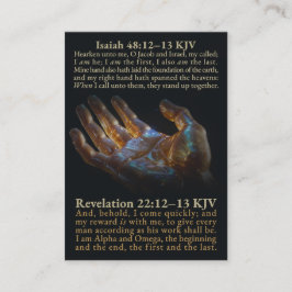 Isaiah 48:12-13, och Uppenbarelseurkund 22:12-13, Visitkort