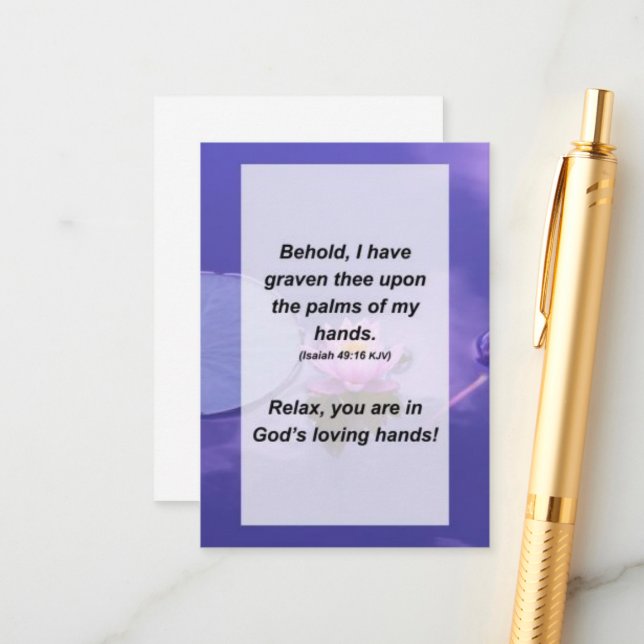 Isaiah 49:16 Behold, jag har graverat det på Tilläggskort (Fram/Back In Situ)