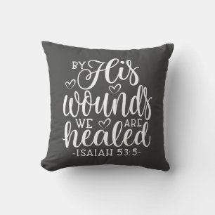 Isaiah 53:5 av hans sår är vi läkta kudde