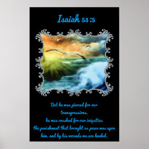 Isaiah 53:5 Med fiskmås över öppet hav Poster