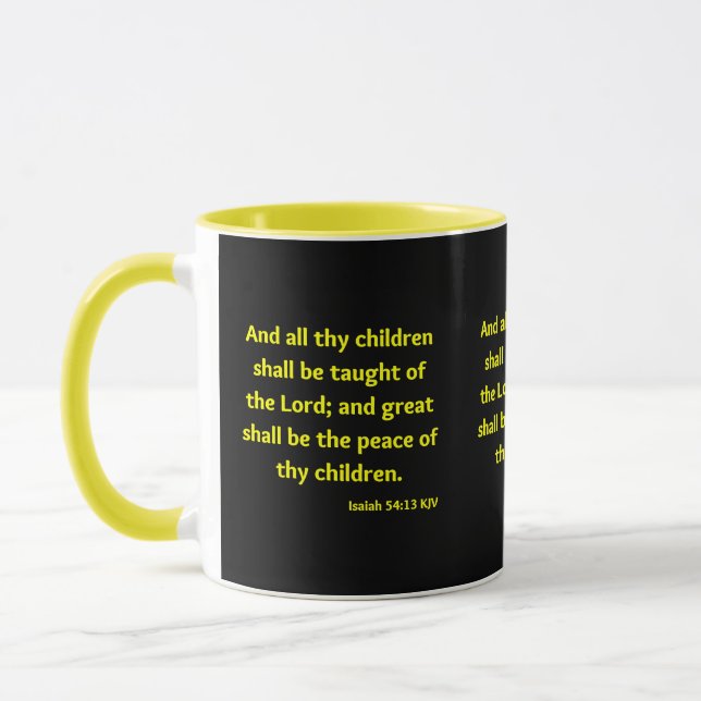 Isaiah 54:13 KJV Bible Scripture Two-Tone Mugg (Vänster)