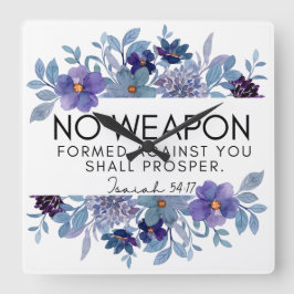 Isaiah 54:17 No Weapon Christian Blommigt Fyrkantig Klocka