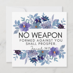 Isaiah 54:17 No Weapon Christian Lila Blommigt Julkort