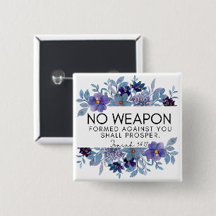 Isaiah 54:17 No Weapon Christian Lila Blommigt Knapp