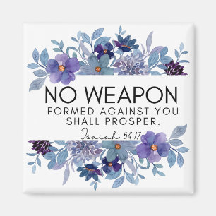 Isaiah 54:17 No Weapon Christian Lila Blommigt Magnet