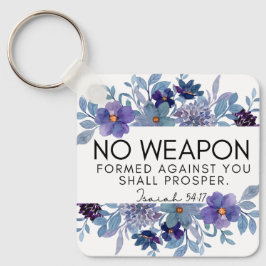Isaiah 54:17 No Weapon Christian Lila Blommigt Nyckelring