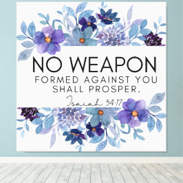 Isaiah 54:17 No Weapon Christian Scripture Blommig Canvastryck