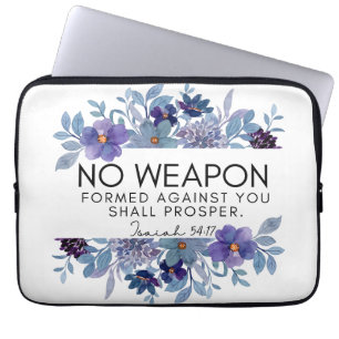 Isaiah 54:17 No Weapon Christian Scripture Blommig Laptop Fodral