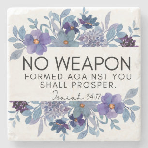 Isaiah 54:17 No Weapon Christian Scripture Blommig Stenunderlägg