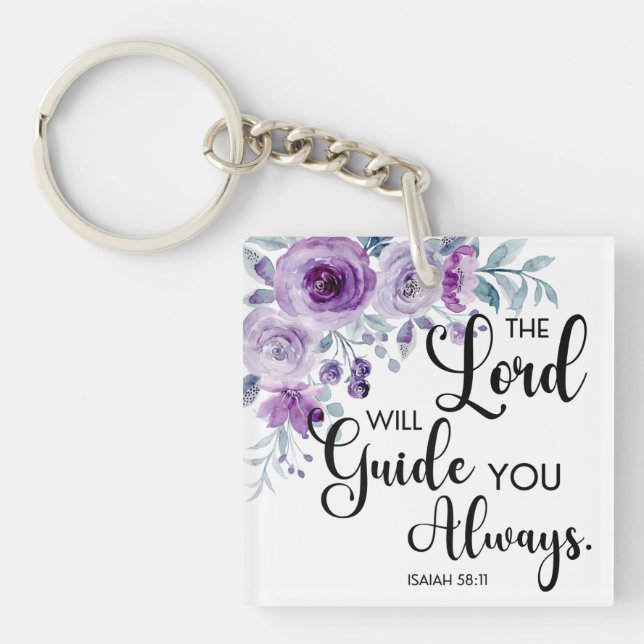 Isaiah 58:11 Lila Blommigt Christian Bible Verse (Framsidan)