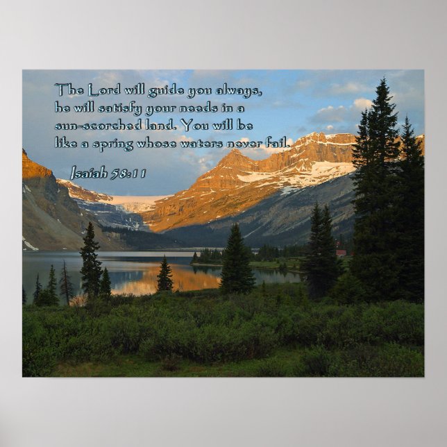 Isaiah 58:11 Mountain Sunset Poster (Framsidan)