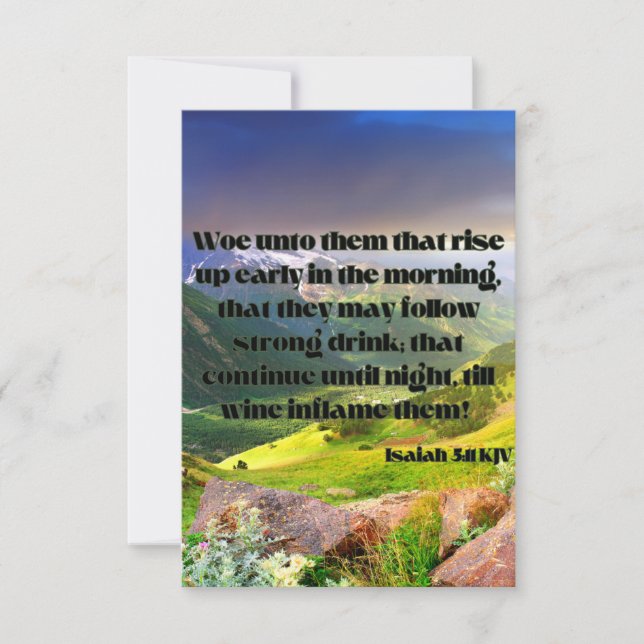 Isaiah 5:11 KJV Bible Scripture Pic Hälsning Kort (Framsida)