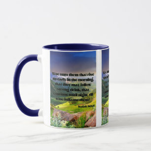 Isaiah 5:11 KJV Bible Scripture Pic Two-Tone Mugg
