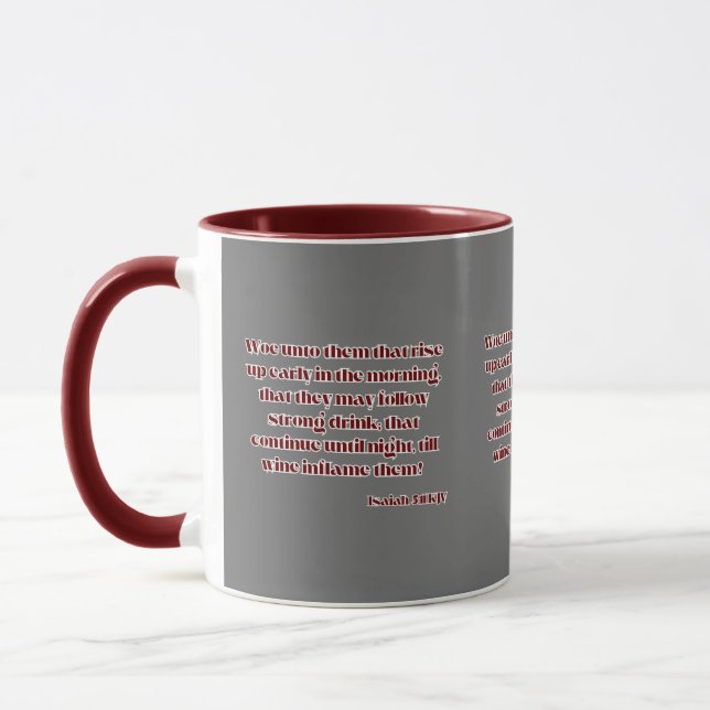Isaiah 5:11 KJV Bible Scripture Two-Tone Mugg (Vänster)