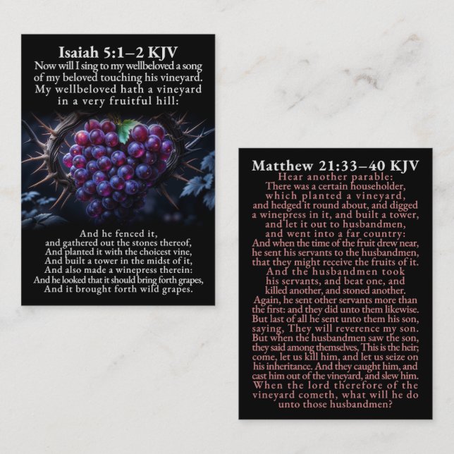 Isaiah 5:1–2 and Matthew 21:33–40 KJV Card Box Visitkort (Fram/baksida)