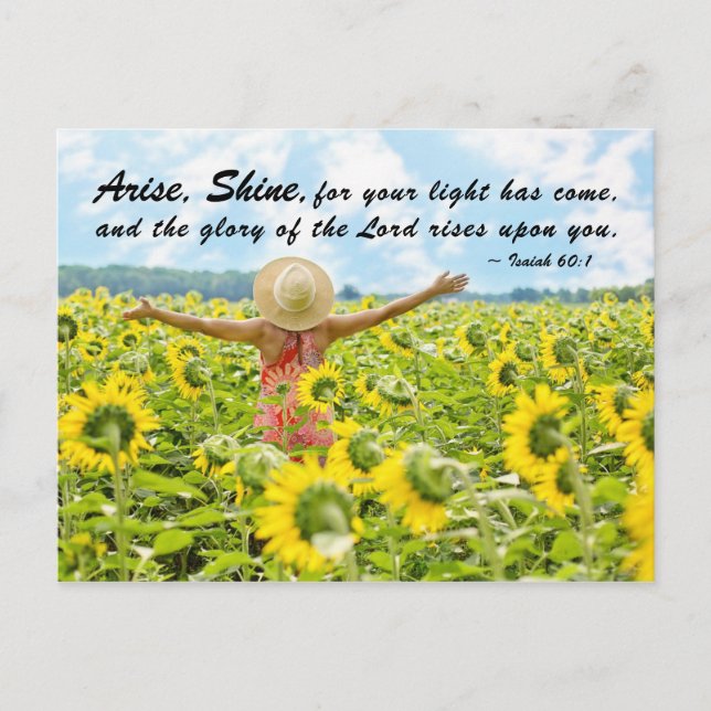 Isaiah 60:1-2 Arise Shine för ditt ljus har kom Vykort (Framsida)