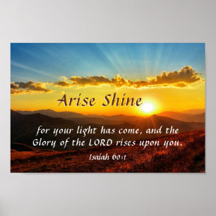Isaiah 60:1 Arise Shine Ditt ljus har kom Bible Poster