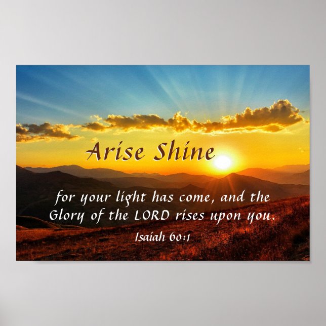 Isaiah 60:1 Arise Shine Ditt ljus har kom Bible Poster (Framsidan)