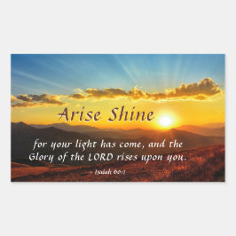 Isaiah 60:1 Arise Shine Ditt ljus har kom Bible Rektangulärt Klistermärke