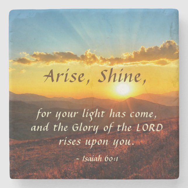 Isaiah 60:1 Arise Shine Ditt ljus har kom Bible Stenunderlägg (Framsidan)
