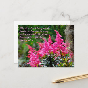 Isaiah 61:11 Rosa Blommigt inspiration Vykort