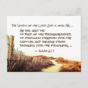 Isaiah 61:1,3 Bind upp brokenhearted, Scripture Vykort