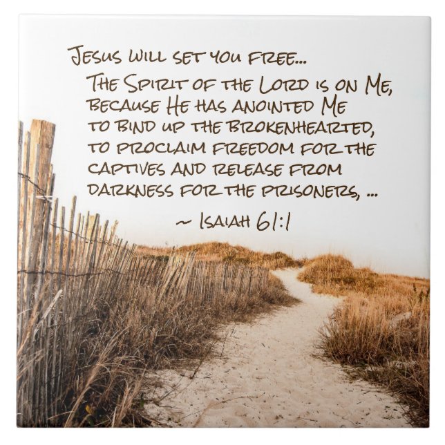 Isaiah 61:1 Bible Verse, Jesus kommer att frige di Kakelplatta (Framsidan)