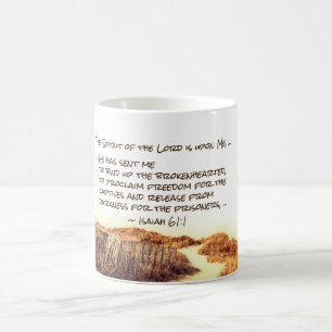 Isaiah 61:1 Herren är på mig. Kaffemugg