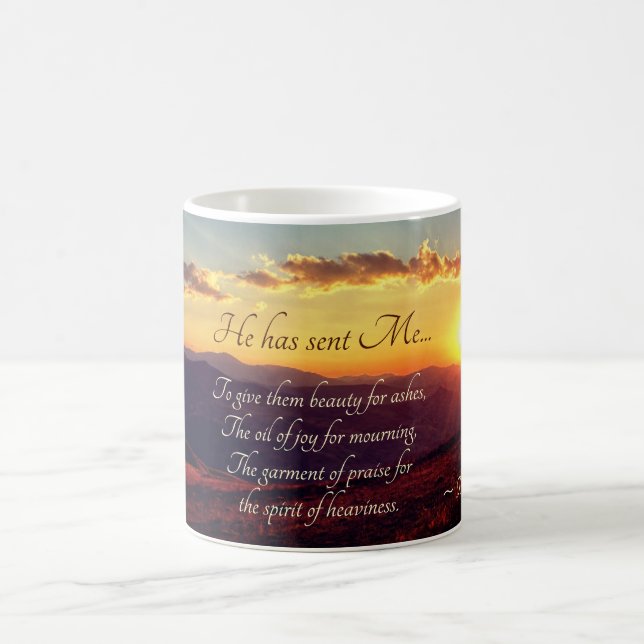 Isaiah 61:3 Beauty for Ashes, Bible Verse Kaffemugg (Center)