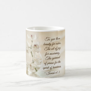 Isaiah 61:3 Beauty for Ashes, Bible Verse, Orchid Kaffemugg