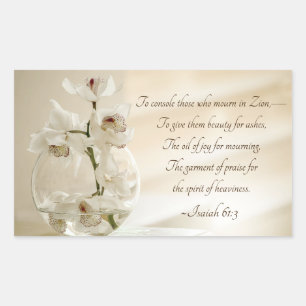 Isaiah 61:3 Beauty for Ashes, Bible Verse, Orchid Rektangulärt Klistermärke