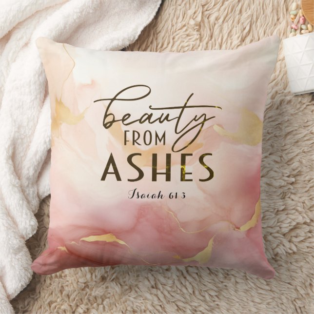 Isaiah 61 3 Beauty från Ashes Bible Verse Rosa Kudde (Filt)