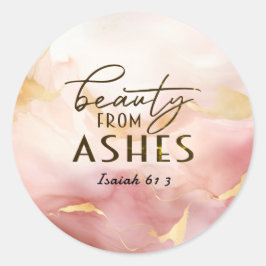 Isaiah 61 3 Beauty från Ashes Bible Verse Rosa Runt Klistermärke