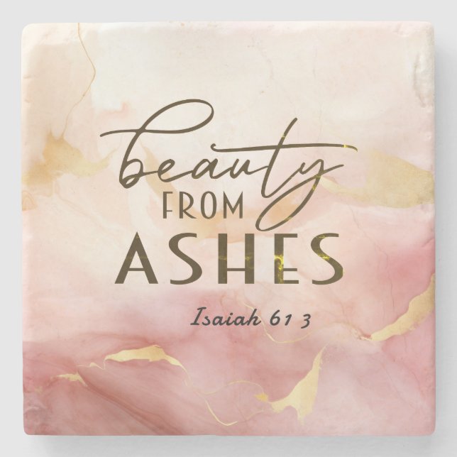 Isaiah 61 3 Beauty från Ashes Bible Verse Rosa Stenunderlägg (Framsidan)