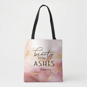 Isaiah 61 3 Beauty från Ashes Bible Verse Rosa Tygkasse