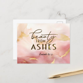 Isaiah 61 3 Beauty från Ashes Bible Verse Rosa Vykort