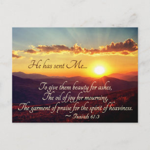 Isaiah 61:3 Han skickade mig till ge Beauty för As Vykort