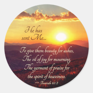 Isaiah 61:3 The Garment of Pising, Bible Verse Runt Klistermärke