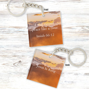 Isaiah 66:12 Bible Verse - Mountain Sunset Design
