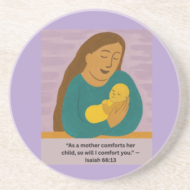 Isaiah 66:13 Comforting Mother and Baby Postcard Underlägg (Framsidan)